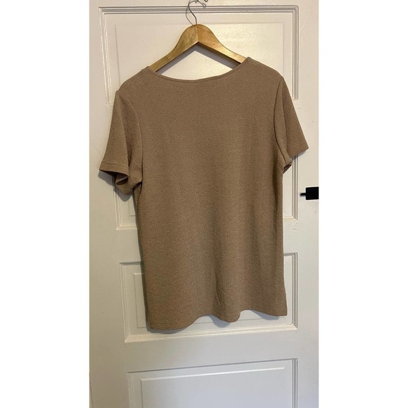 Vintage Nicole Studio Tan Short sleeve Blouse L 10 - Picture 6 of 7